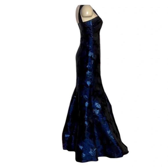 Aidan mattox navy metallic jacquard ball gown size 2 - Picture 3 of 12